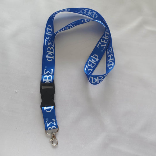 Phi Beta Sigma Lanyard | Blue & White Greek Letters
