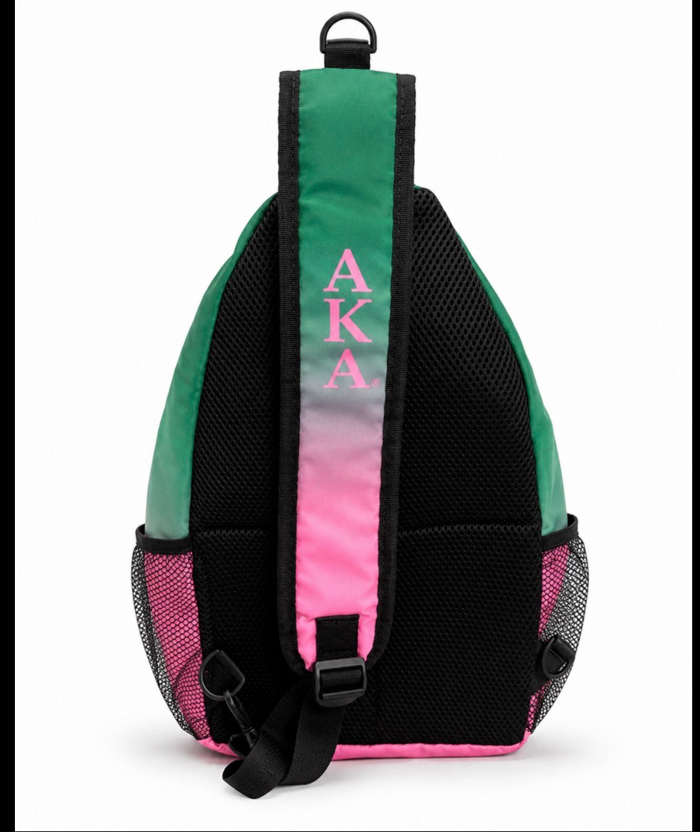 Alpha Kappa Alpha Waterproof Crossbody Sling Bag - Pink & Green AKA Shoulder Bag