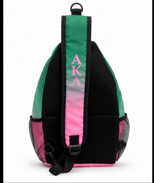 Alpha Kappa Alpha Waterproof Crossbody Sling Bag - Pink & Green AKA Shoulder Bag