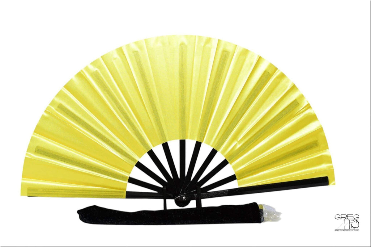 Bright Yellow Clack Fan: Line Dancing Folding Hand Fan