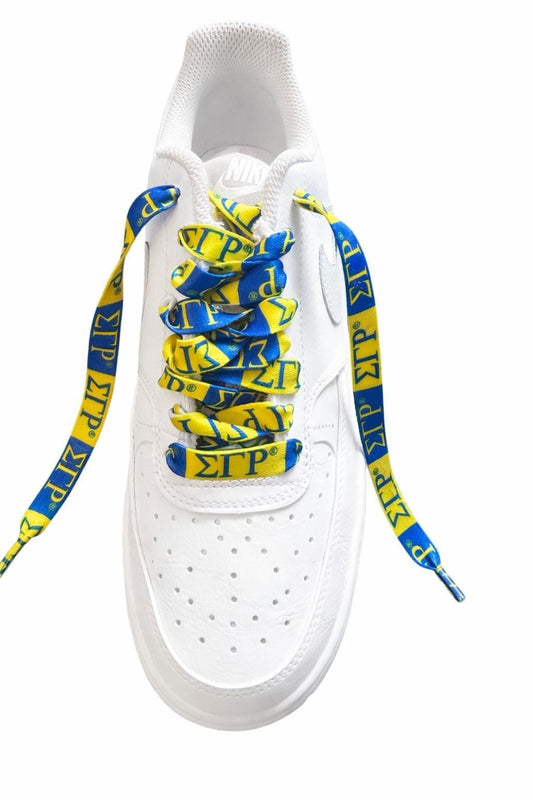 Royal blue and gold Sigma Gamma Rho shoelaces