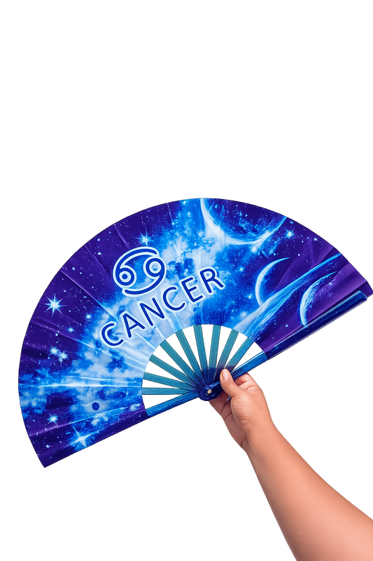 Cancer Zodiac Clack Fan: Red Celestial Folding Hand Fan