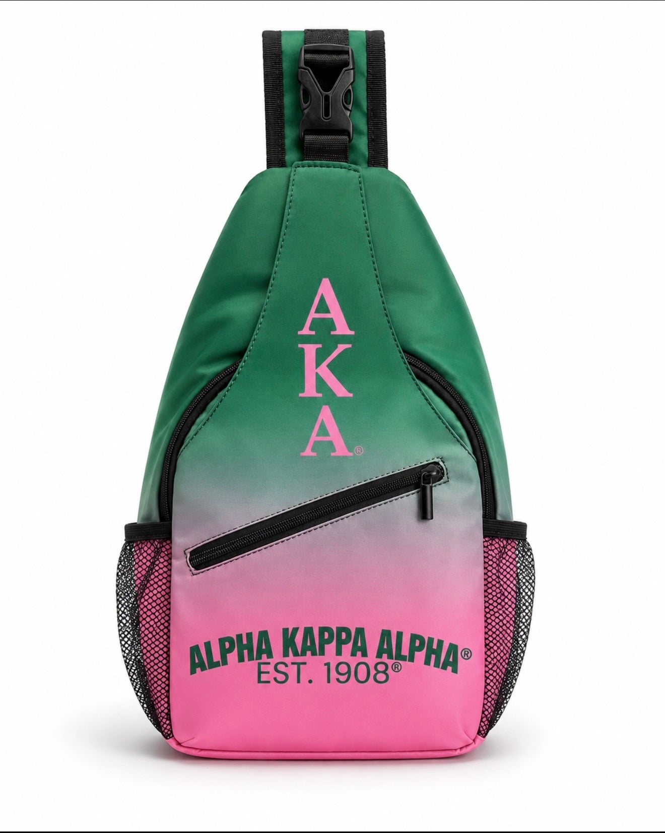 Alpha Kappa Alpha Waterproof Crossbody Sling Bag - Pink & Green AKA Shoulder Bag