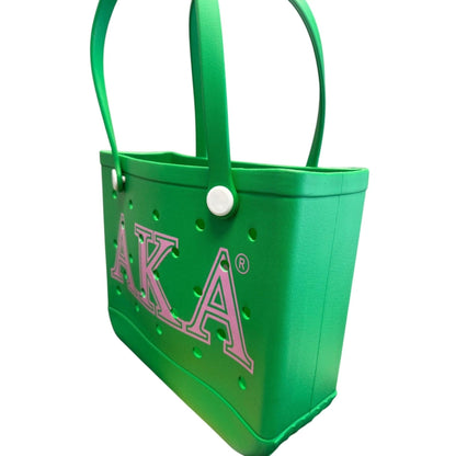 AKA EVA Tote Bag : Green & Pink Sorority Bag