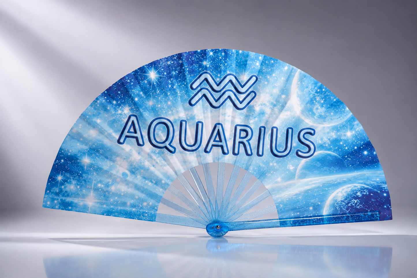 Aquarius Zodiac Clack Fan: Celestial Folding Hand Fan