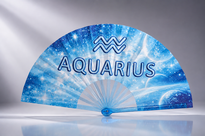 Aquarius Zodiac Clack Fan: Celestial Folding Hand Fan