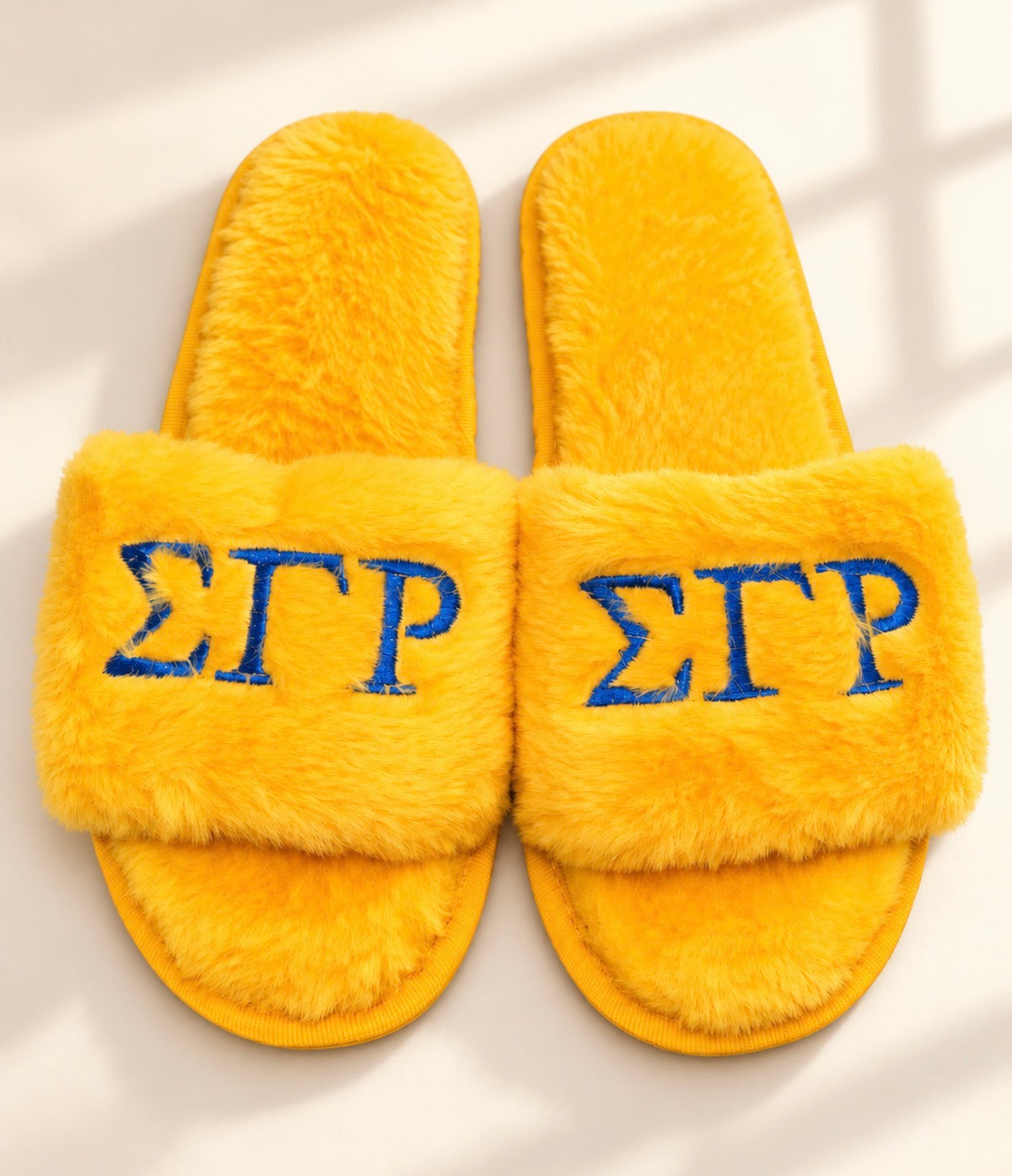 Sigma Gamma Rho Plush Slide Slippers | Gold