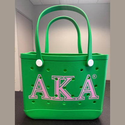 AKA EVA Tote Bag : Green & Pink Sorority Bag