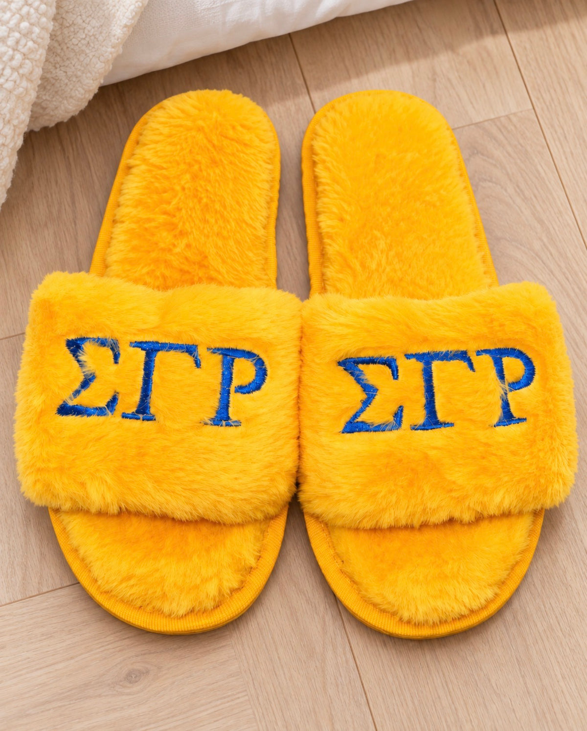Sigma Gamma Rho Plush Slide Slippers | Gold