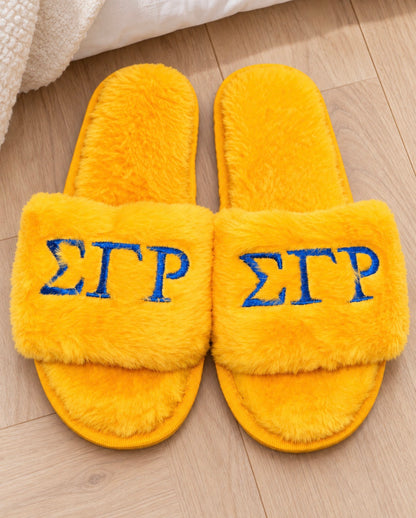 Sigma Gamma Rho Plush Slide Slippers | Gold