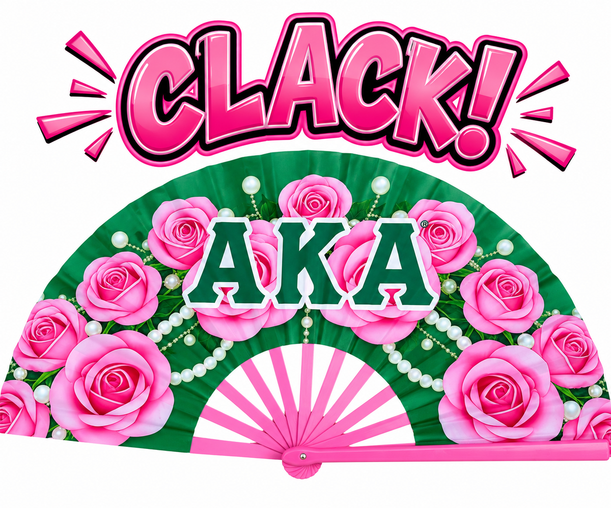 Alpha Kappa Alpha Pink Rose Clack Fan | AKA Sorority Hand Fan