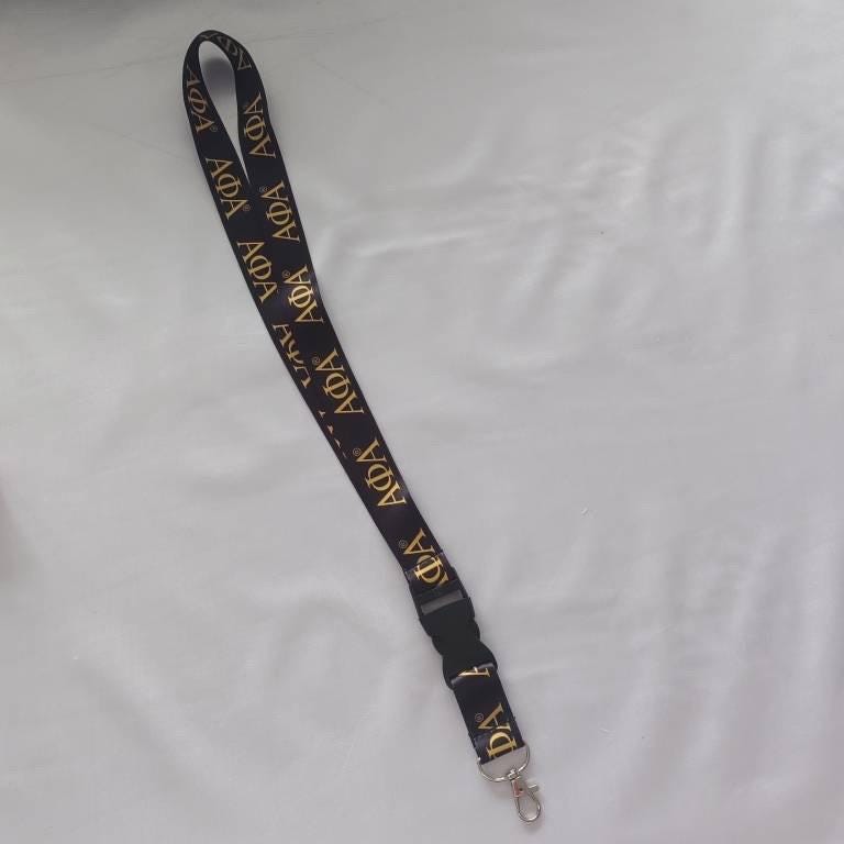 Alpha Phi Alpha Fraternity Lanyard – Greek Letter Black & Gold Keychain Holder