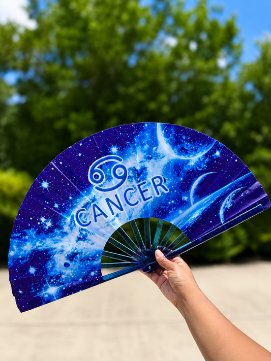 Cancer Zodiac Clack Fan: Red Celestial Folding Hand Fan