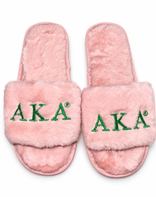 Alpha Kappa Alpha Plush Slide Slippers | Pink