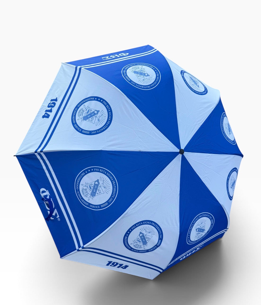 Phi Beta Sigma blue and white umbrella