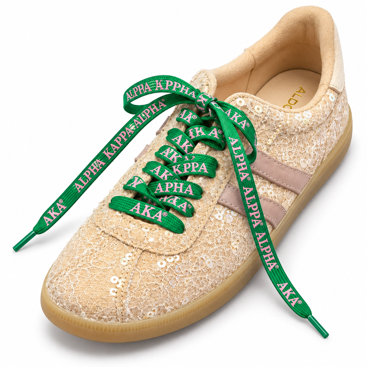 Alpha Kappa Alpha Pink & Green Shoelaces | AKA Sneaker Style