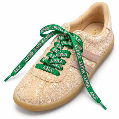 Alpha Kappa Alpha Pink & Green Shoelaces | AKA Sneaker Style