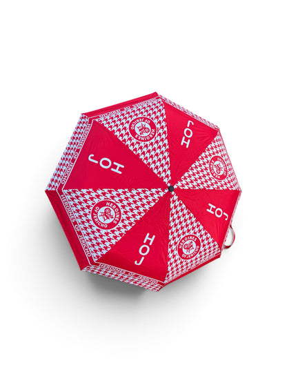 Heroines of Jericho red and white houndstooth umbrella