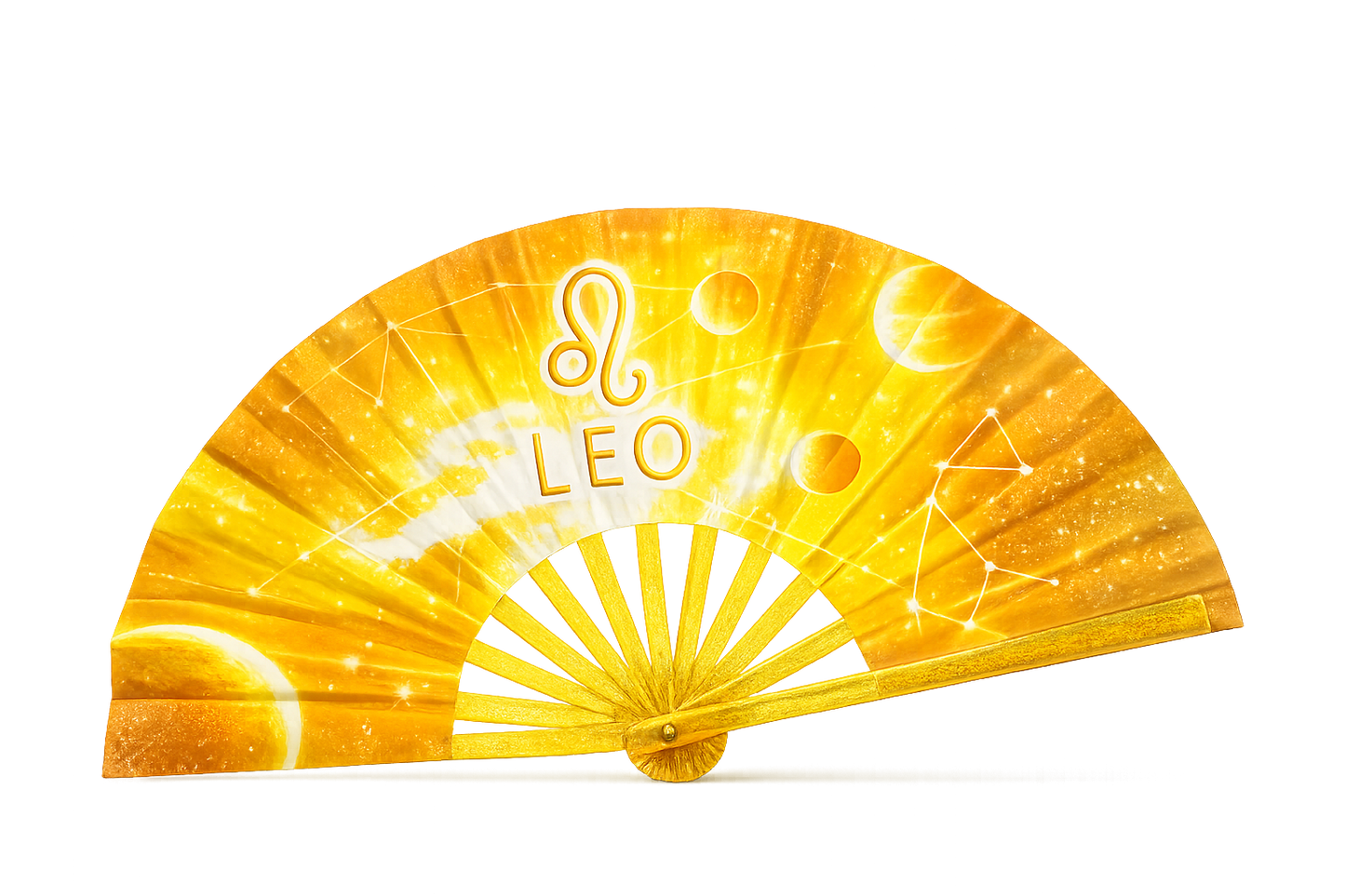 Leo Zodiac Folding Fan: Starry Cosmic Hand Fan with Velvet Bag