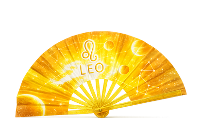 Leo Zodiac Folding Fan: Starry Cosmic Hand Fan with Velvet Bag