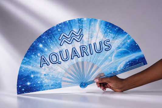 Aquarius Zodiac Clack Fan: Celestial Folding Hand Fan