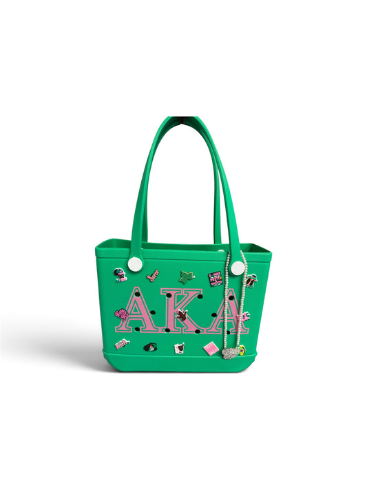 AKA EVA Tote Bag : Green & Pink Sorority Bag