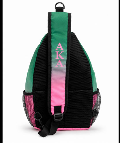 Alpha Kappa Alpha Waterproof Crossbody Sling Bag - Pink & Green AKA Shoulder Bag