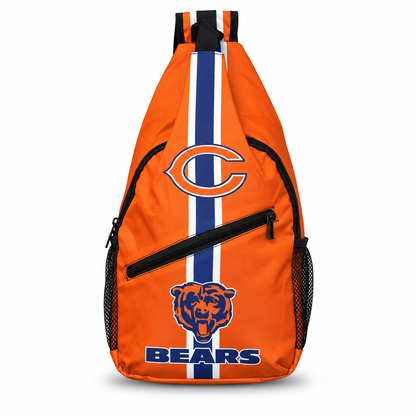 Chicago Bears Orange Sling Bag | Adjustable Football Crossbody Bag on white background