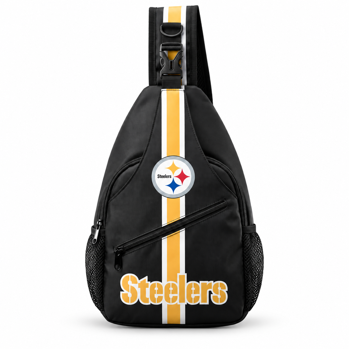Pittsburgh Steelers Sling Bag, Crossbody Chest Bag, Game Day Backpack, Football Fan Gift on white background