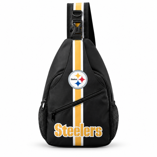 Pittsburgh Steelers Sling Bag, Crossbody Chest Bag, Game Day Backpack, Football Fan Gift on white background