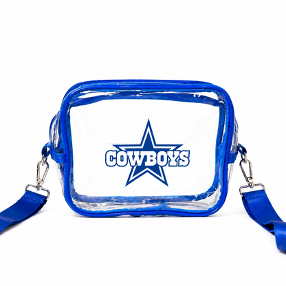 Dallas Cowboys Clear Bag with Blue Trim | Game Day Crossbody on white background