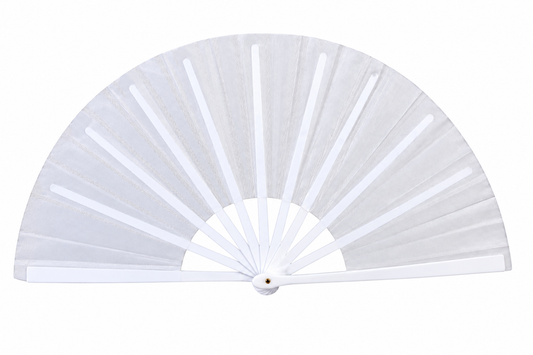 White Clack Fan | Folding Line Dance & Festival Hand Fan on white background