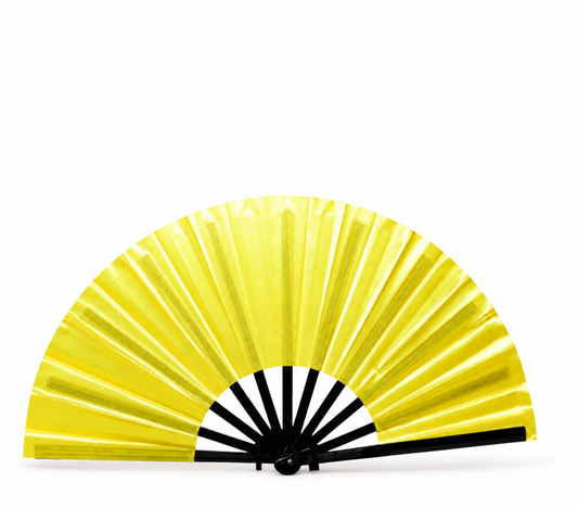 Bright Yellow Clack Fan | Line Dance Festival Hand Fan on white background