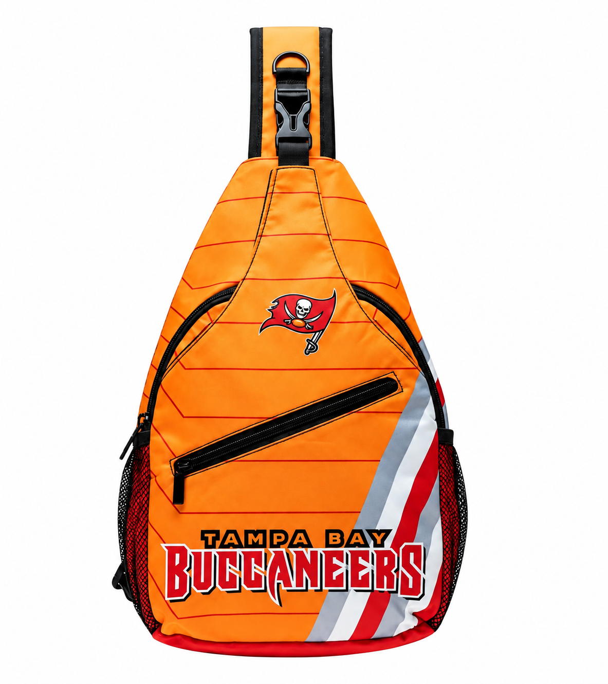 Tampa Bay Buccaneers Orange Sling Bag | Adjustable Football Crossbody Bag on white background