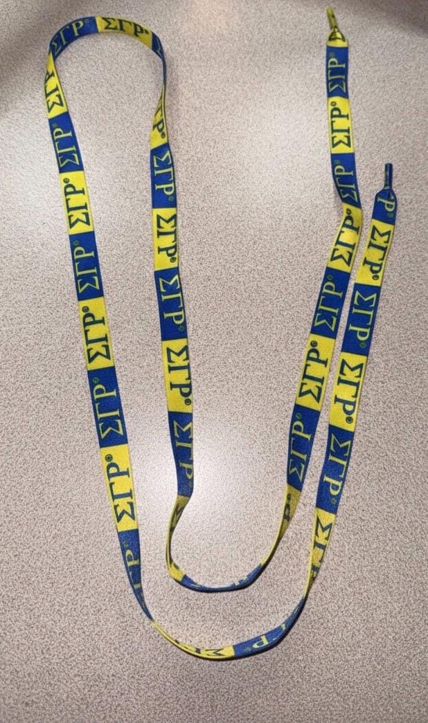 Sigma Gamma Rho Sorority Shoe Laces Royal Blue Gold 125x1.2cm