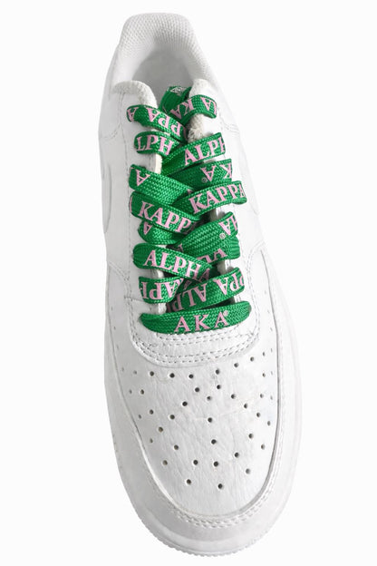 Alpha Kappa Alpha Sorority Shoe Laces AKA Pink Green 125x1.2cm