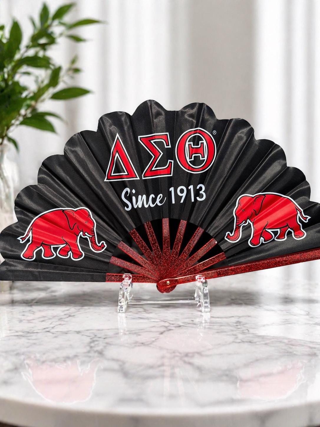 Delta Sigma Theta Elephant Folding Clack Fan