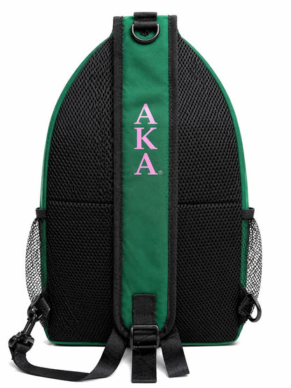 Alpha Kappa Alpha Sling Bag – Pink & Green Waterproof Crossbody