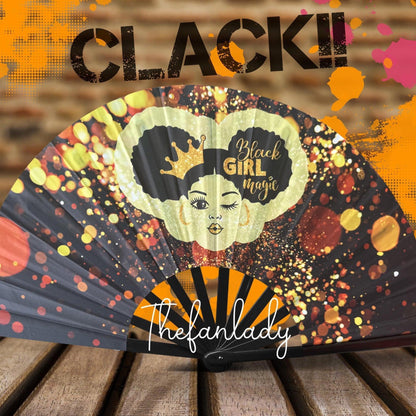 Black Girl Magic Clack Fan: Melanin Poppin' Folding Fan