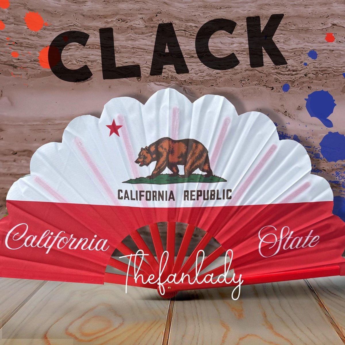 California Republic Clack Fan: State Flag Folding Fan
