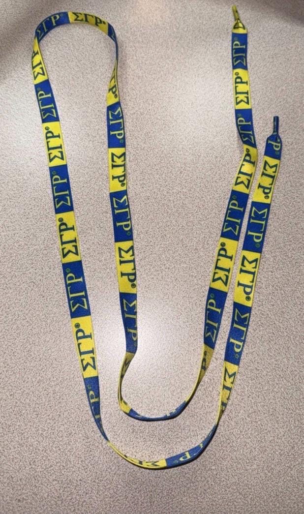 Sigma Gamma Rho Sorority Shoe Laces Royal Blue Gold 125x1.2cm