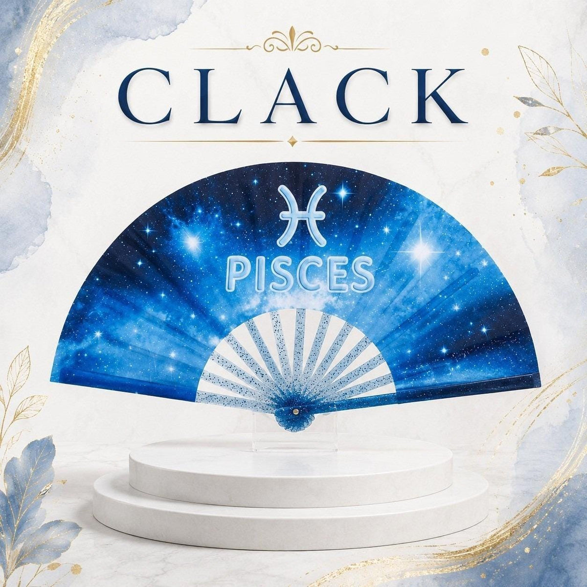 Pisces Zodiac Clack Fan | Celestial Folding Hand Fan
