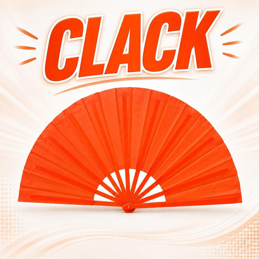 Orange Clack Fan: Boots on Ground Line Dancing Fan