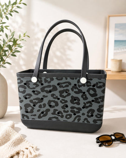 Large Black Leopard EVA Tote Bag