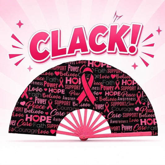 Breast Cancer Awareness Clack Fan | Pink Ribbon Folding Hand Fan
