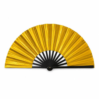Gold Clack Fan: Oversized Folding Hand Fan - Double Sided