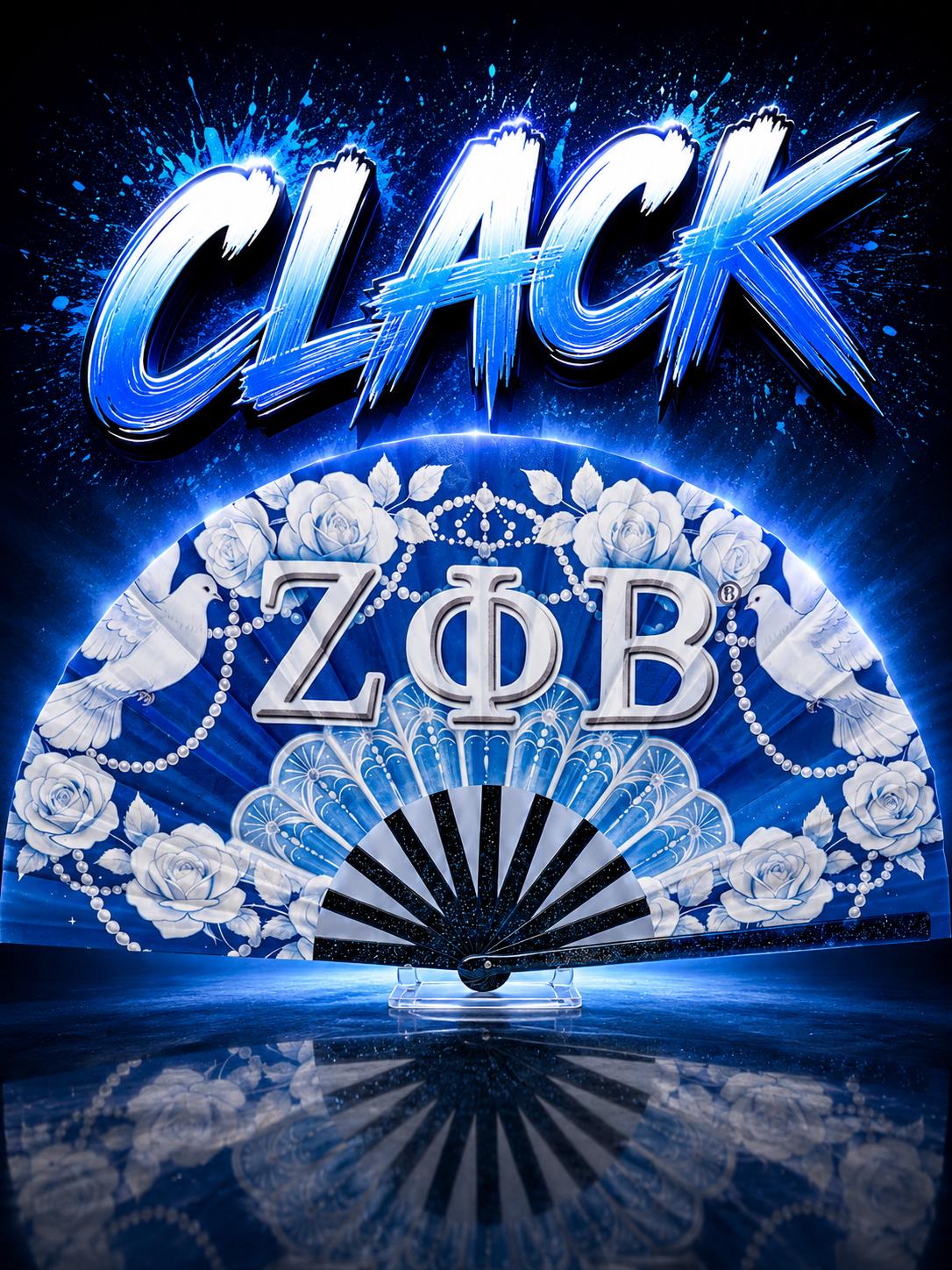 Zeta Phi Beta Clack Fan | Blue White Sorority Folding Fan