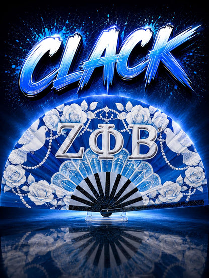 Zeta Phi Beta Clack Fan | Blue White Sorority Folding Fan