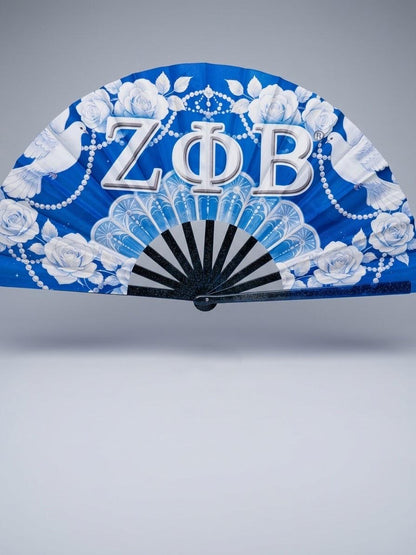 Zeta Phi Beta Clack Fan | Blue White Sorority Folding Fan
