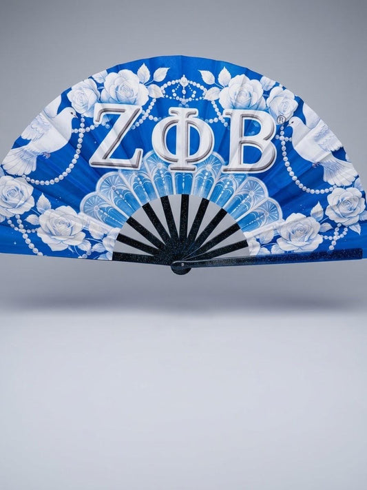 Zeta Phi Beta Clack Fan | Blue White Sorority Folding Fan